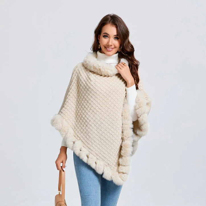 Rex Rabbit Fur Collar Shawl Cape in various colours