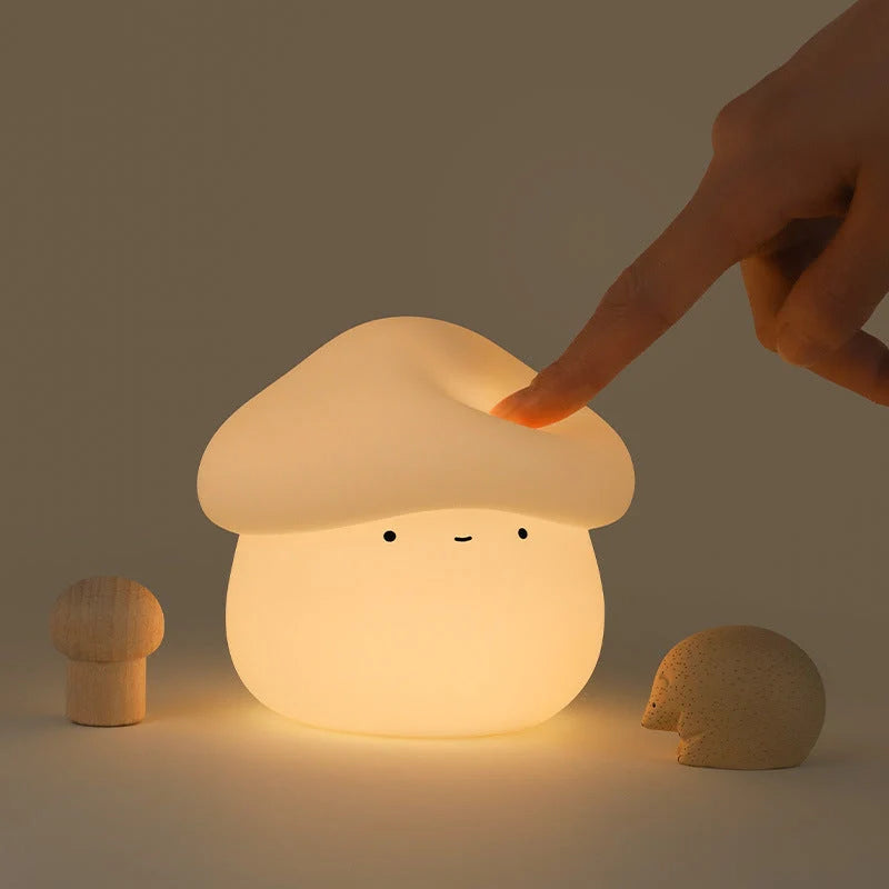 UNew Mushroom Night Lamp with warm white light and silicone base