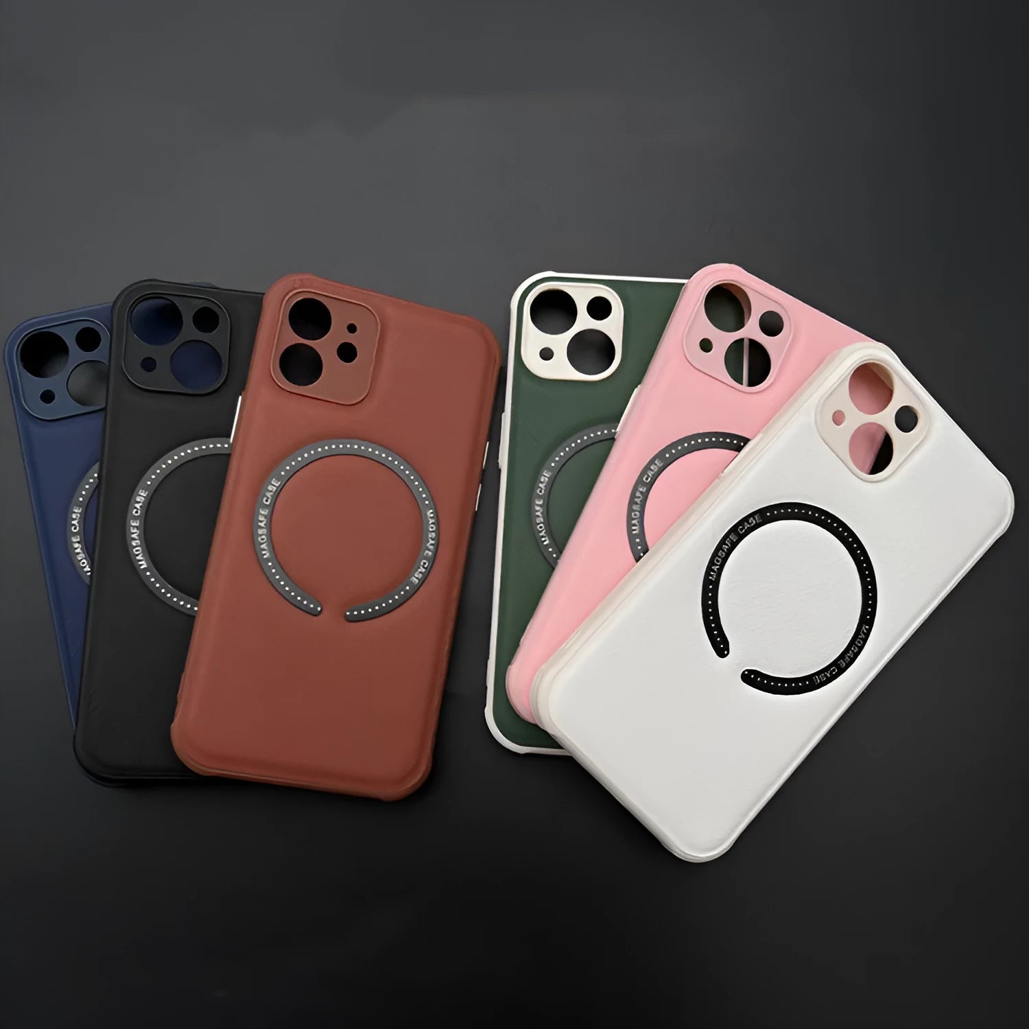 Leather-style TPU phone case with magnetic cross for iPhone 14 in solid colour finish