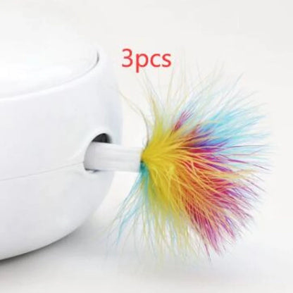 Automatic electric cat toy turntable with donut design and feather accessories