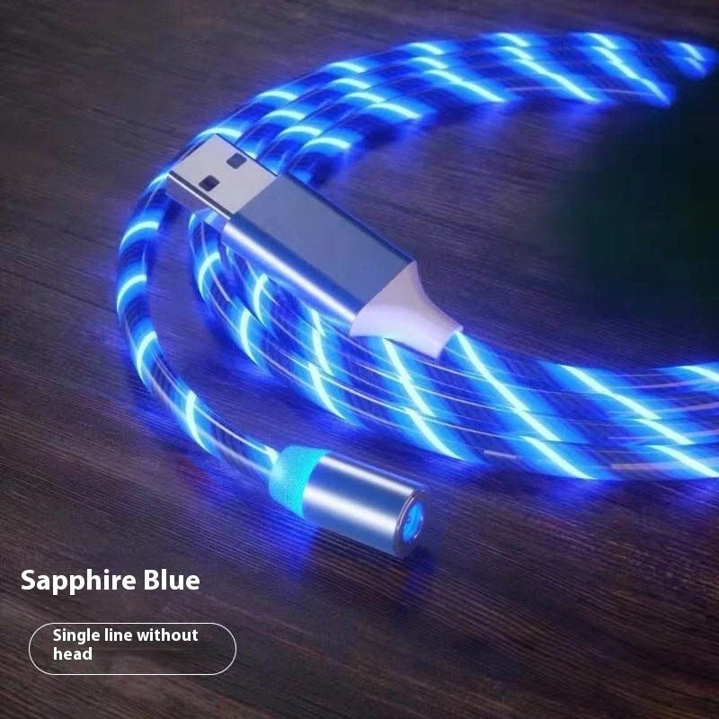 Magnetic charging cable with LED indicator, available in blue, red, green, and colorful options.