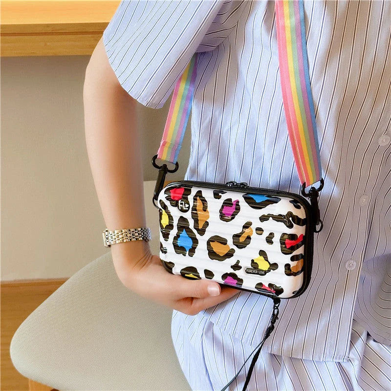 Geometric pattern PVC one-shoulder bag with adjustable strap