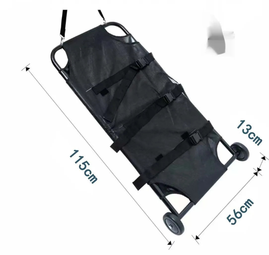 Black aluminium alloy foldable pet stretcher unfolded to 120cm length for large dog emergency transport
