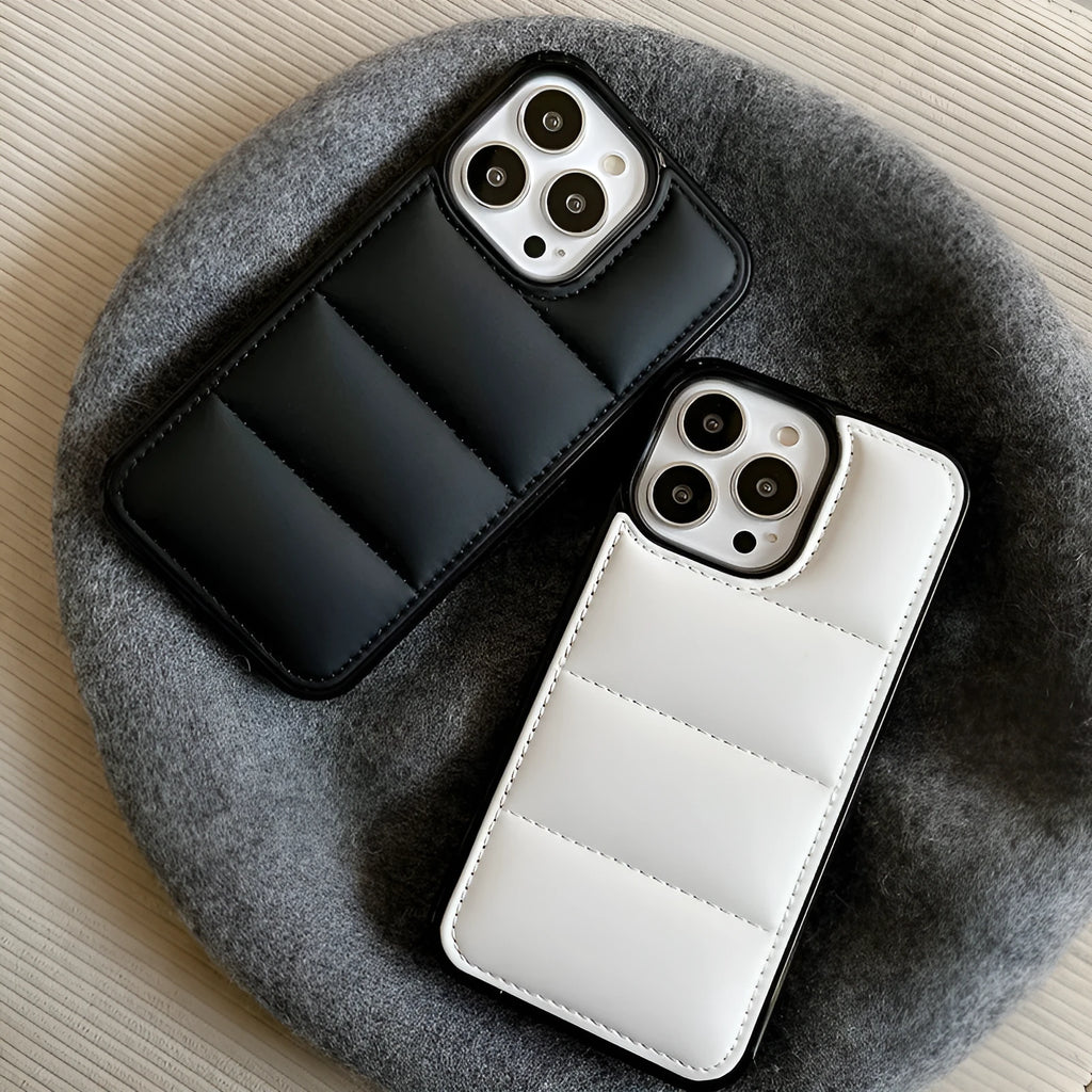 Candy Down Jacket Shape phone case for IPhone in solid colours.