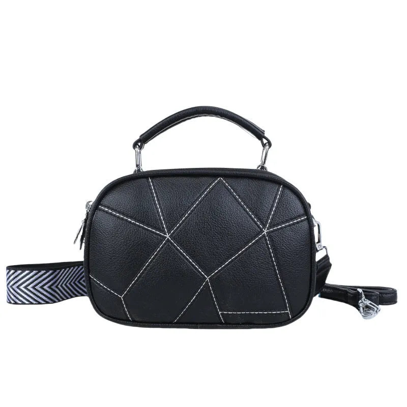 Women's PU patchwork small bag with round 20x15 cm shape in five colour options