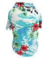 Breathable chiffon dog shirt with tropical pineapple and palm tree patterns