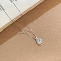 925 silver octagonal rose cut zircon collarbone chain necklace on model, platinum-white electroplated finish