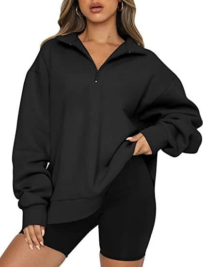 Women's zip turndown collar sweatshirt in various colours