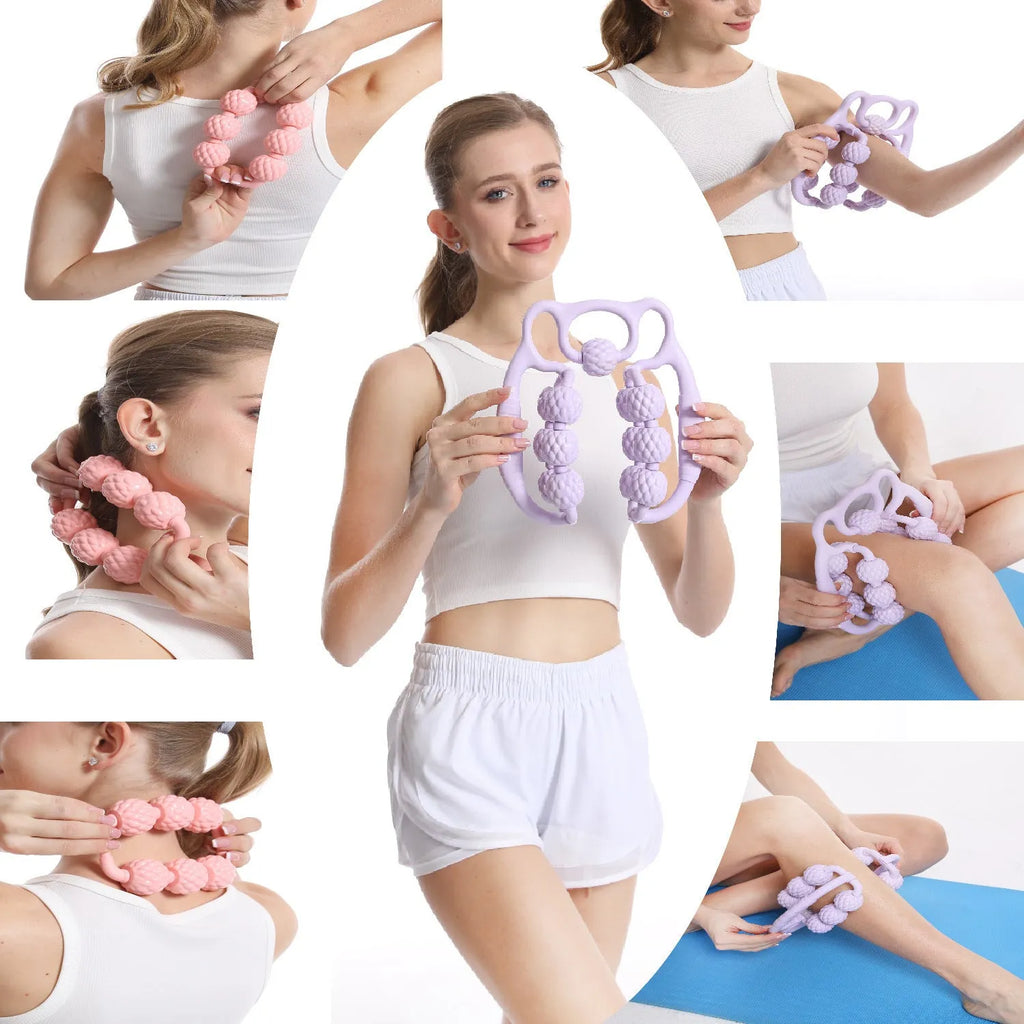Double row ring clip leg massager with bear design in pink, green, or purple.