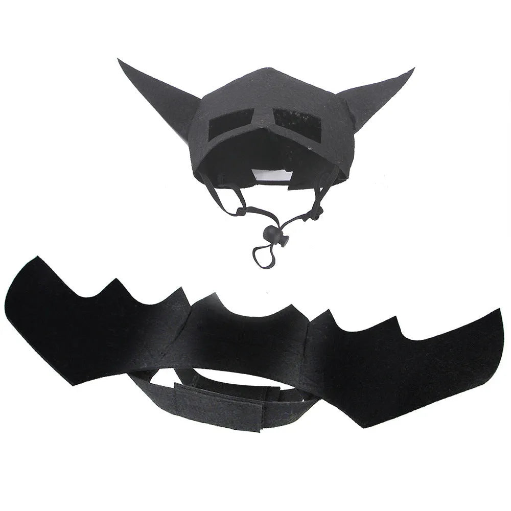 Halloween pet mask bat wings costume set for cats and dogs in cloth with bell style