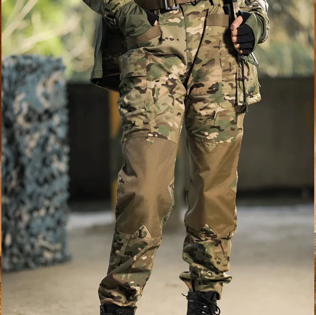 Camouflage tactical pants in CP camouflage pattern, slim fit, quick-drying polyester cotton fabric for outdoor use