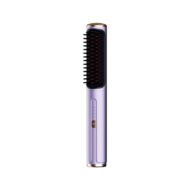 Wireless straight comb with anion technology in rose gold colour for portable hair styling