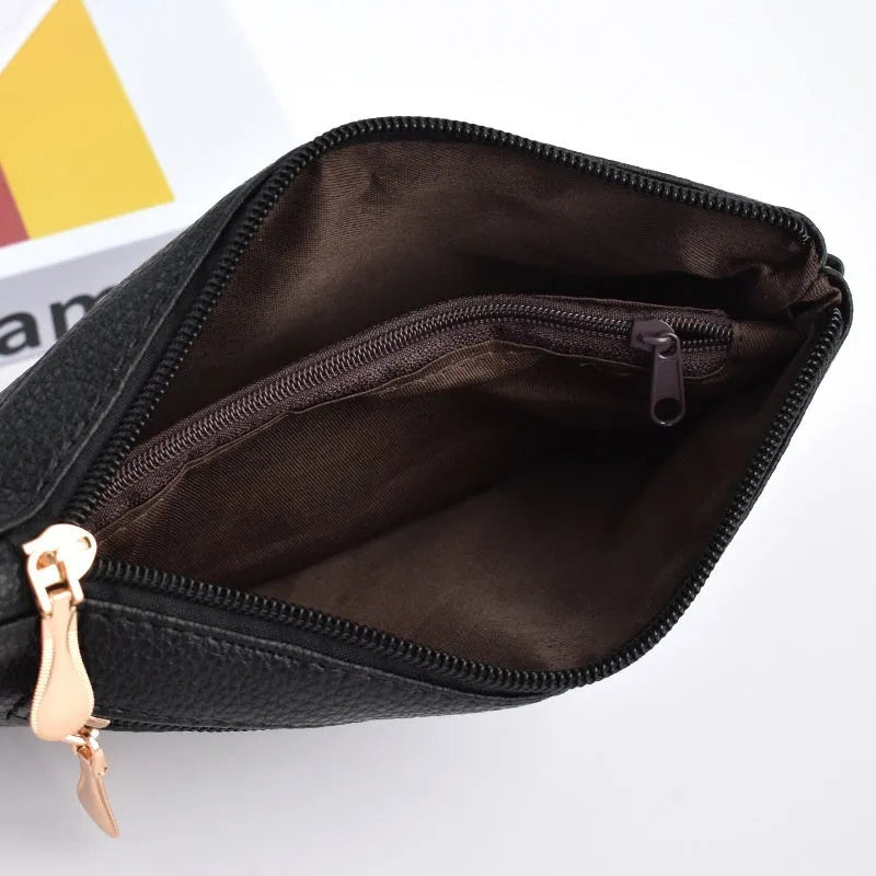 Soft PU crossbody bag in horizontal square shape with internal zipper compartment