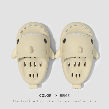 Quick-drying shark slippers with drain holes in various colors