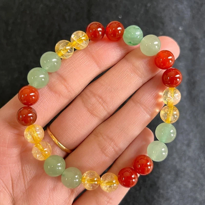 8mm multicolour glass beaded bracelet with European and American style design