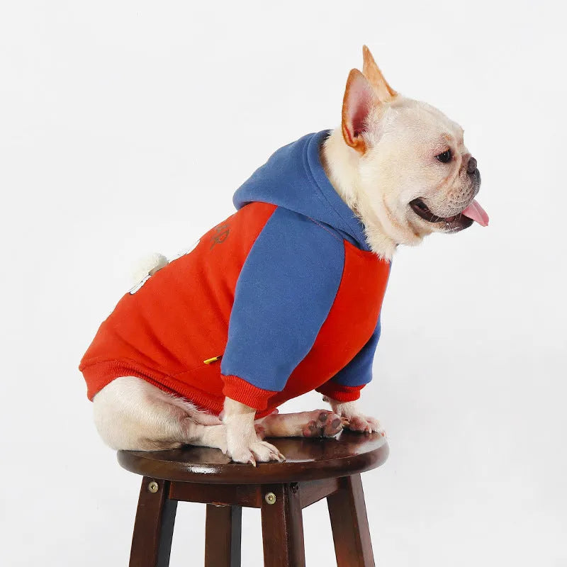 Red cotton dog clothing for small and medium-sized breeds like Teddy and Corgi for autumn and winter.
