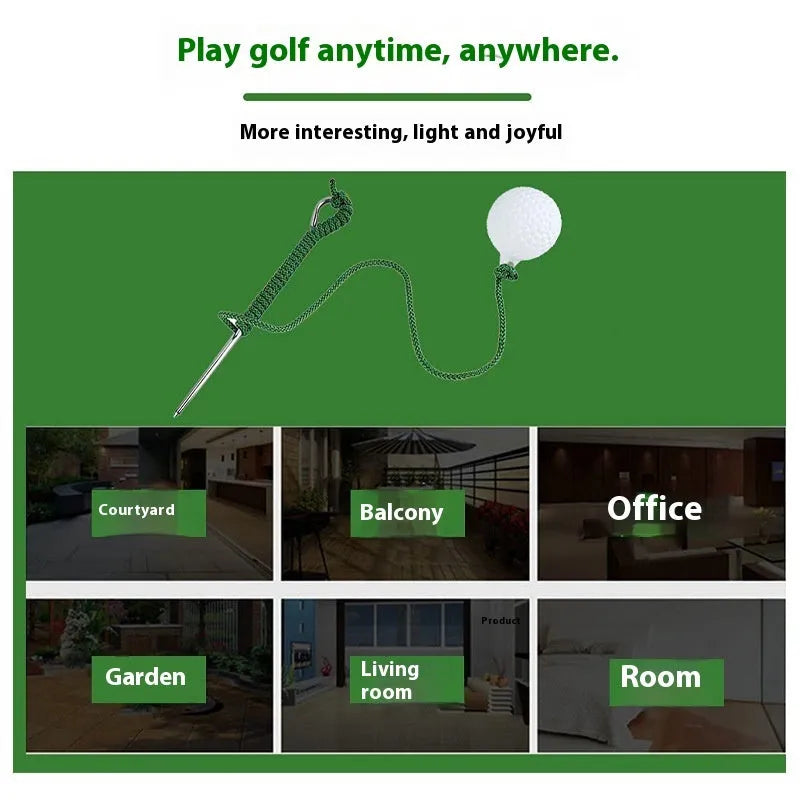 Portable golf swing practice rope ball with plastic construction for outdoor training