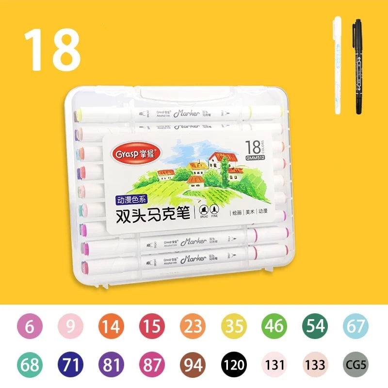 Master Double-headed Marker Art Brush Painting Set Oily 48-colour Animation Hand-painting