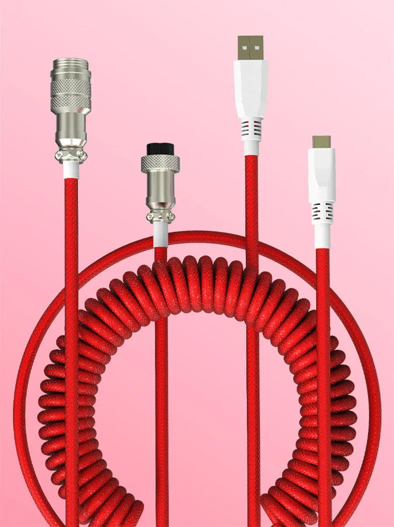 Type-C detachable mechanical keyboard cable with USB connector in five colour options