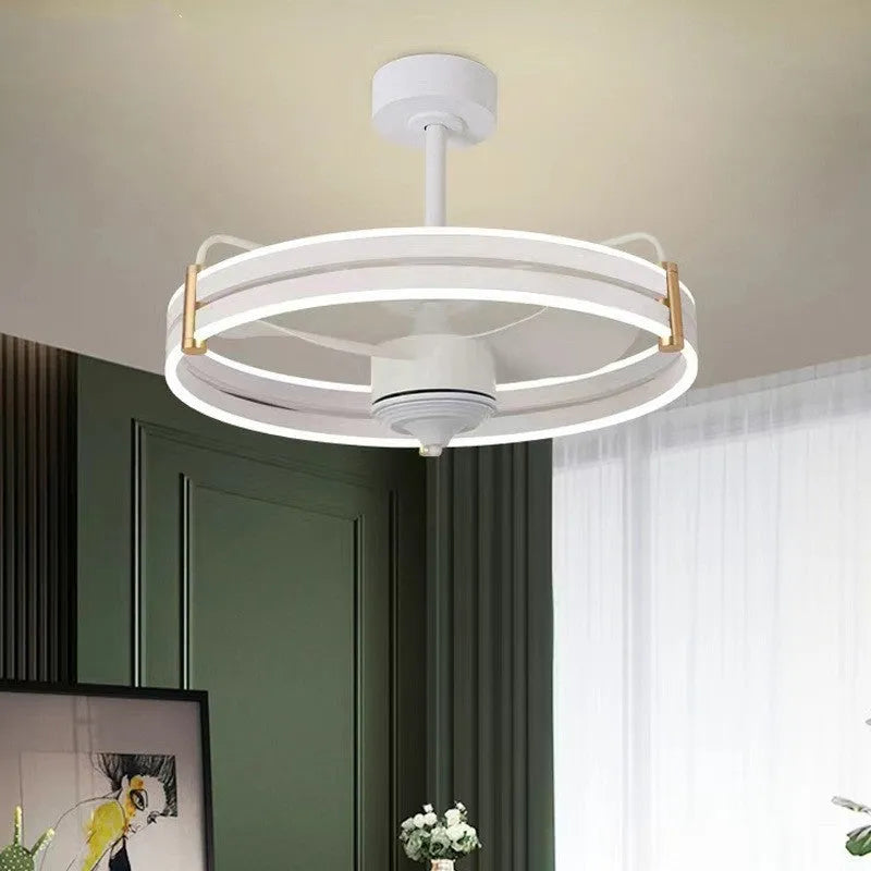 60cm variable frequency electric fan integrated ceiling light in black, with three-colour lighting and remote control