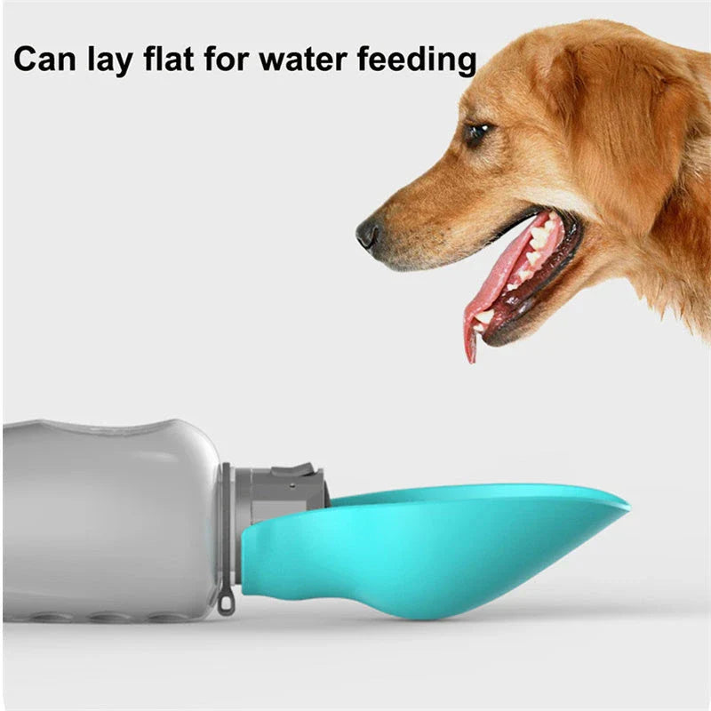 800ml portable dog water bottle with foldable bowl in various colors, leakproof design for outdoor use