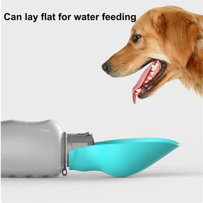 800ml portable dog water bottle with foldable bowl in various colors, leakproof design for outdoor use