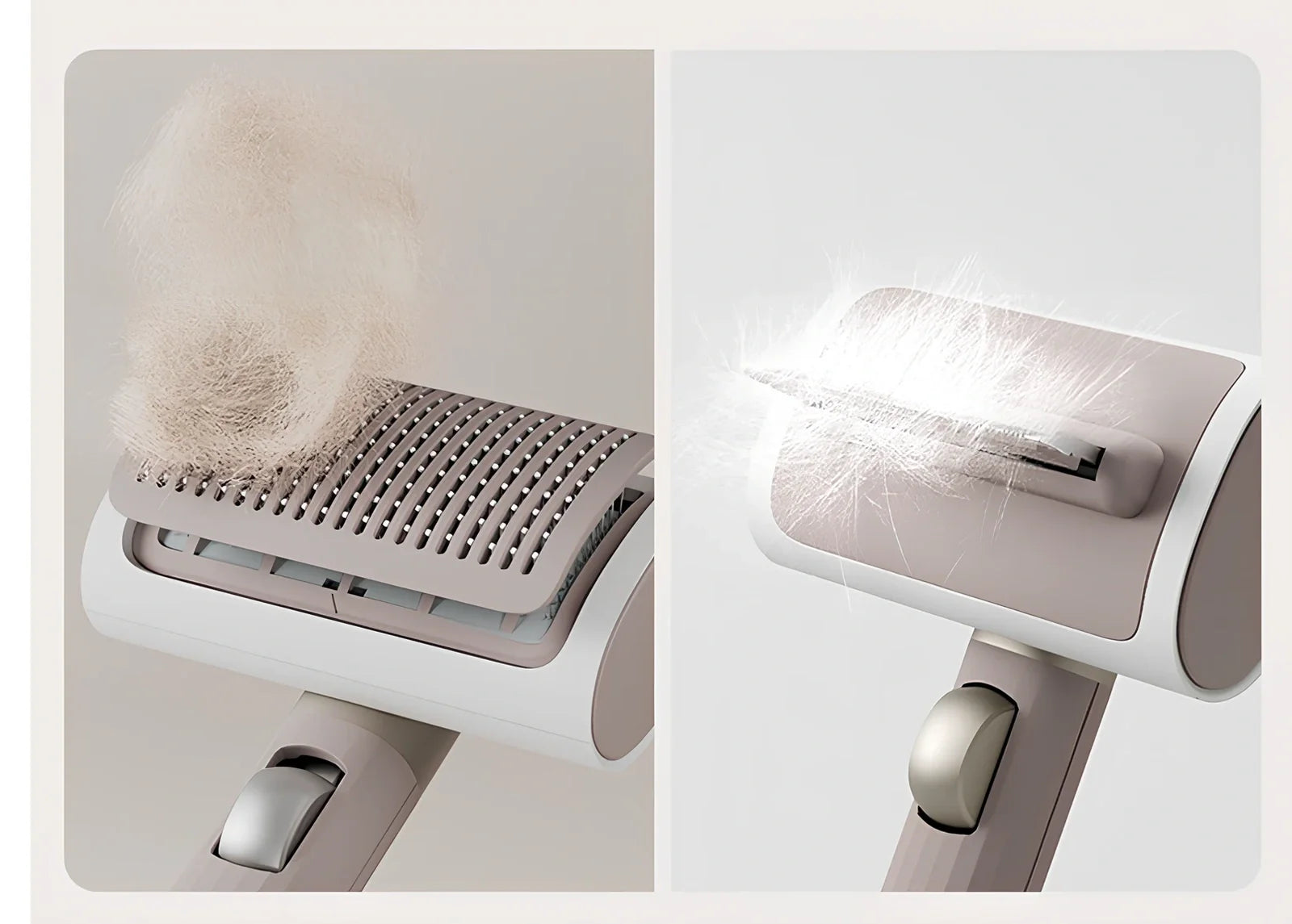 Grey 2-in-1 pet hair removal needle comb with stainless steel teeth, 185mm long, for cats and dogs grooming