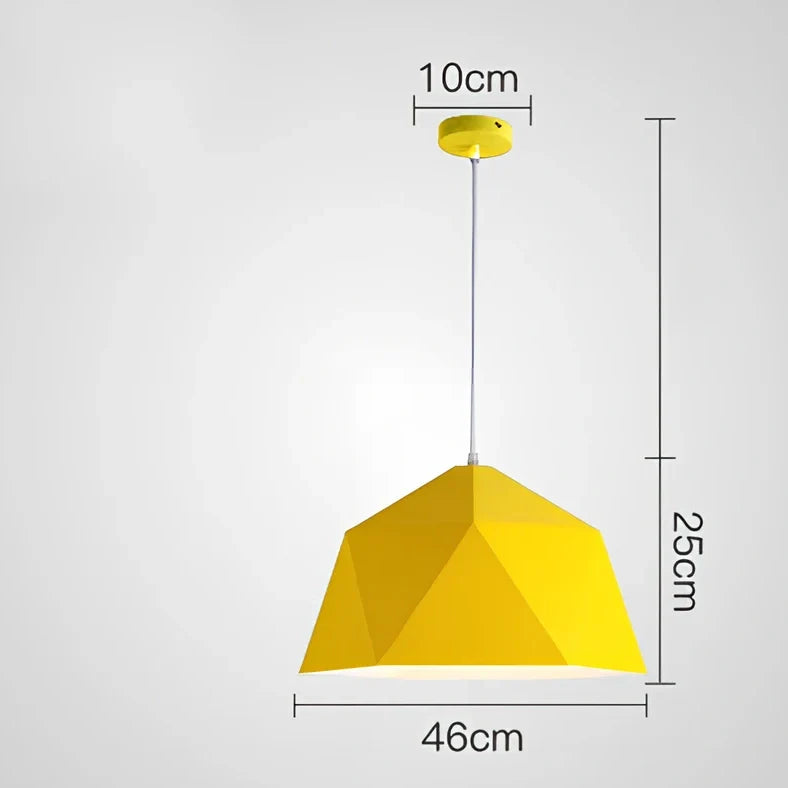 Colourful geometric iron hanging lamp, 46cm diameter, adjustable to 2m height in black or white for home lighting