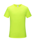 Short-sleeved slim fit round neck T-shirt in a solid colour on a hanger.