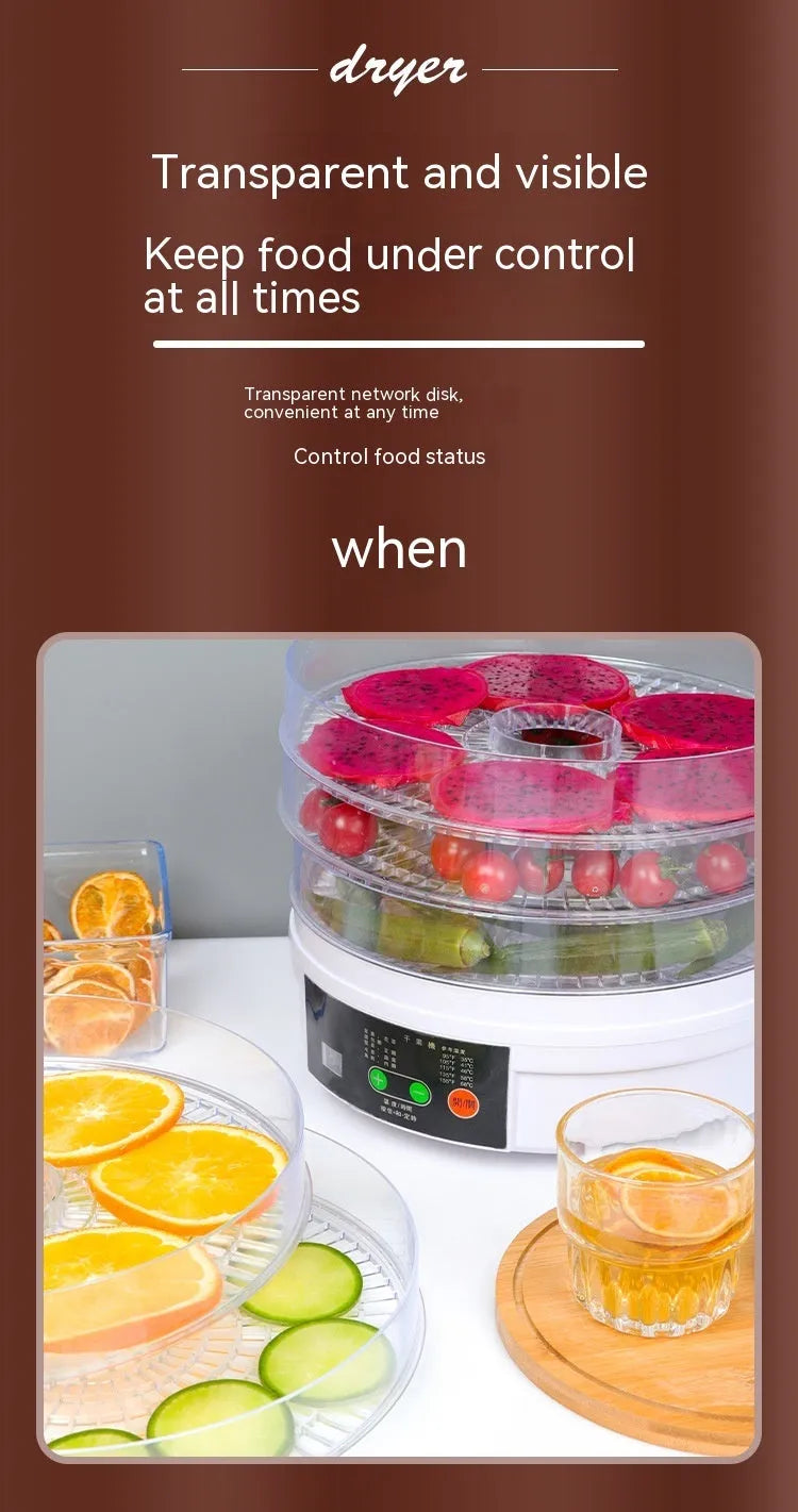 Five-layer stainless steel household food dehydrator with UK plug for kitchen food drying