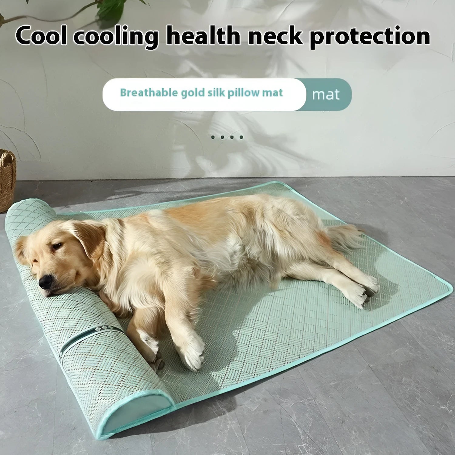 Large dog mat in Golden Green for summer kennel use, XL size 80x65x7cm