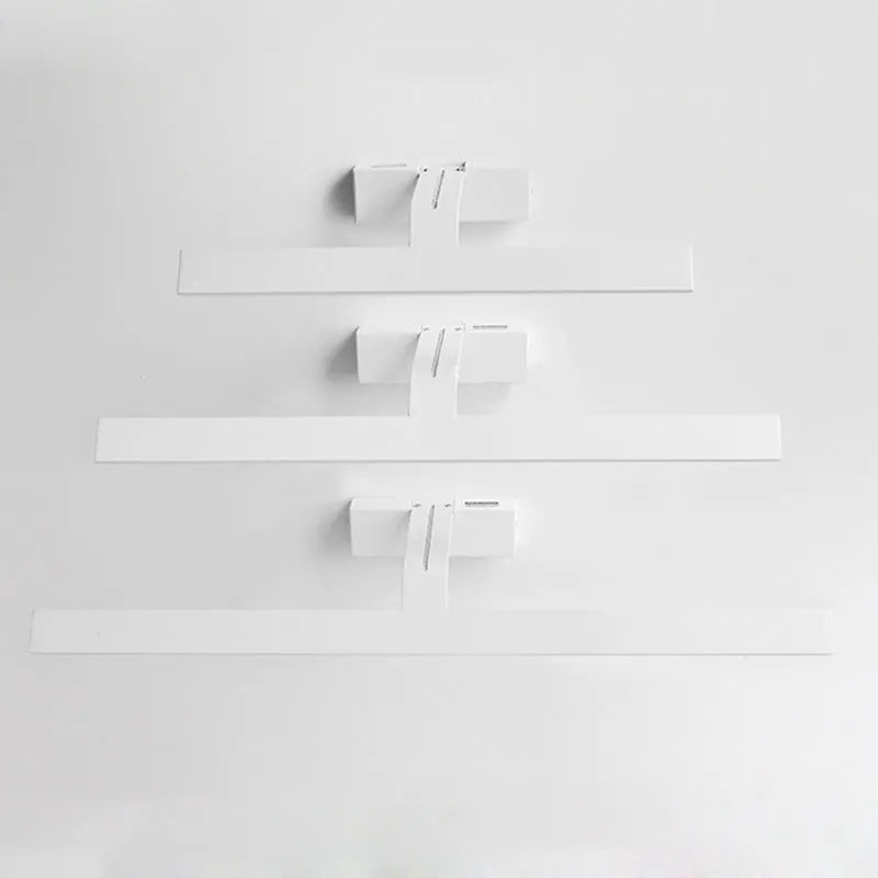 White LED mirror headlight with simple design and multiple light colours for bathroom toilet installation.