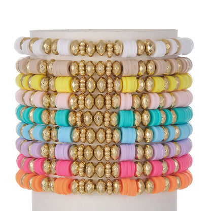 Bohemian 9 Bracelets Set in ZJ11501 colour, featuring geometric shapes and round elements for summer beach wear