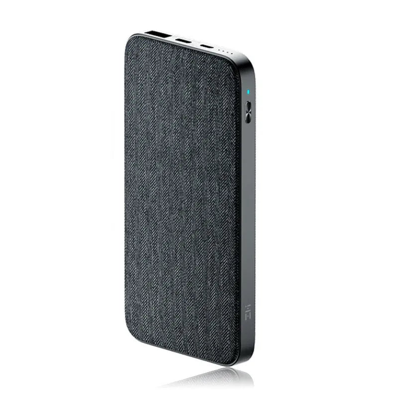 Grey fabric two-way fast charging power bank 10000mAh ultra-thin
