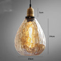 Simple bedroom bedside glass chandelier retro industrial style with water pattern shade, size B 23x24cm