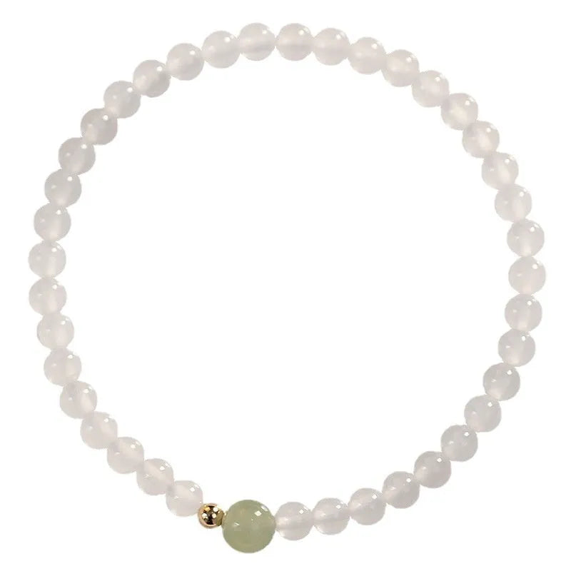 Natural Hetian jade white agate women's bracelet with fixed 15cm length
