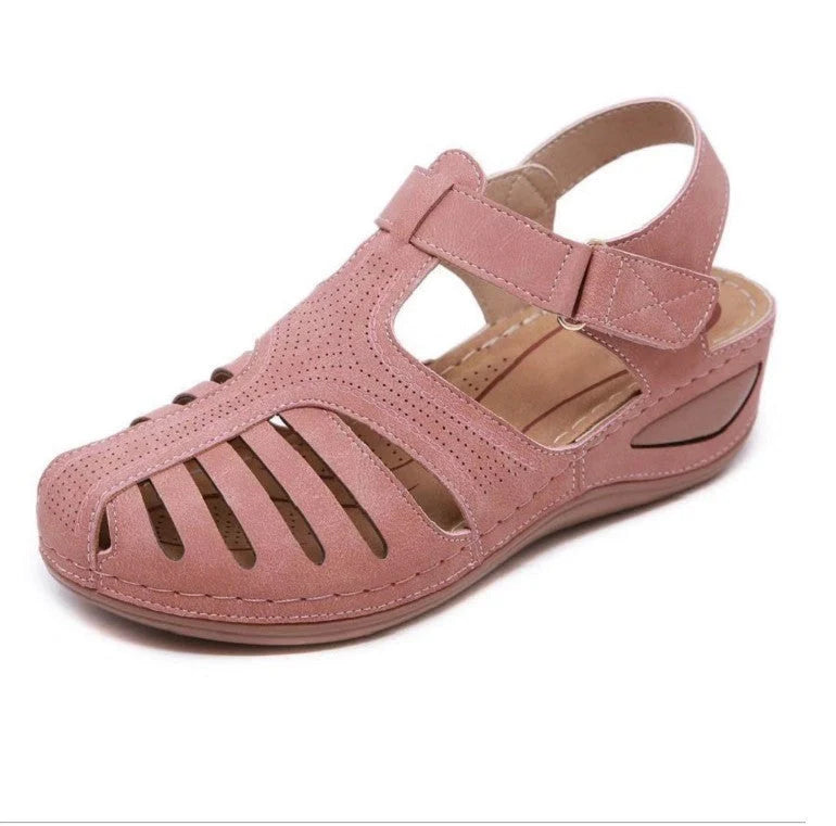 Women's Plus Size Retro Sandals with round toe and buckle design in various colours