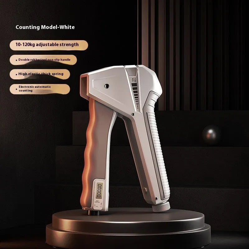 Second generation adjustable hand grip strengthener with mechanical counter showing orange colour option