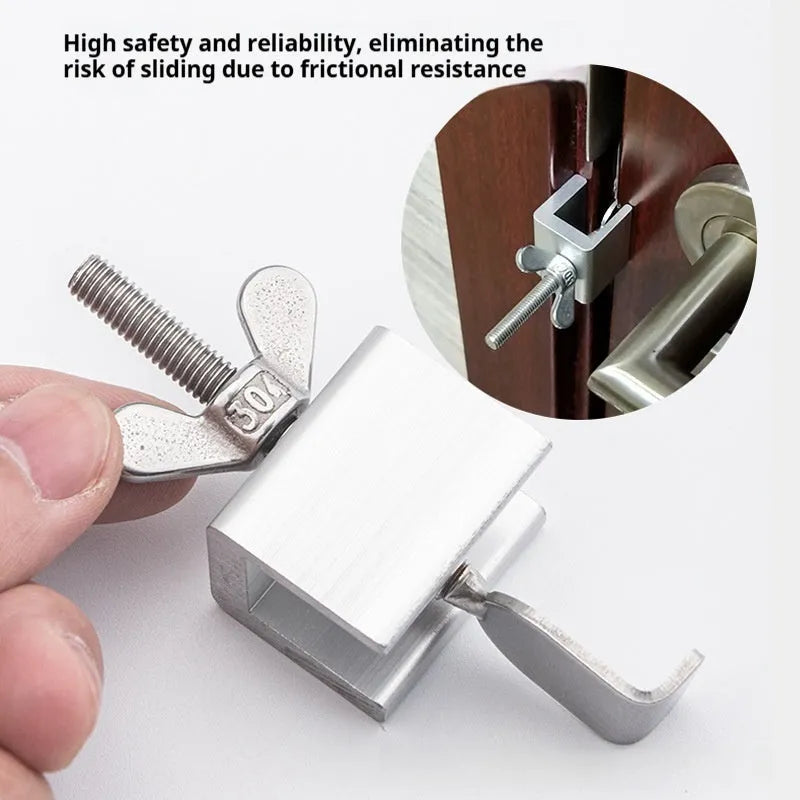 Portable stainless steel and aluminium alloy door stopper security lock for hotel travel