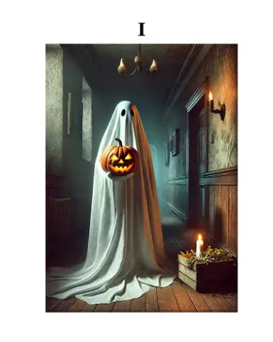 Ghost tea party Halloween canvas painting, modern simplicity style, available in 20x30cm 30x40cm 40x50cm
