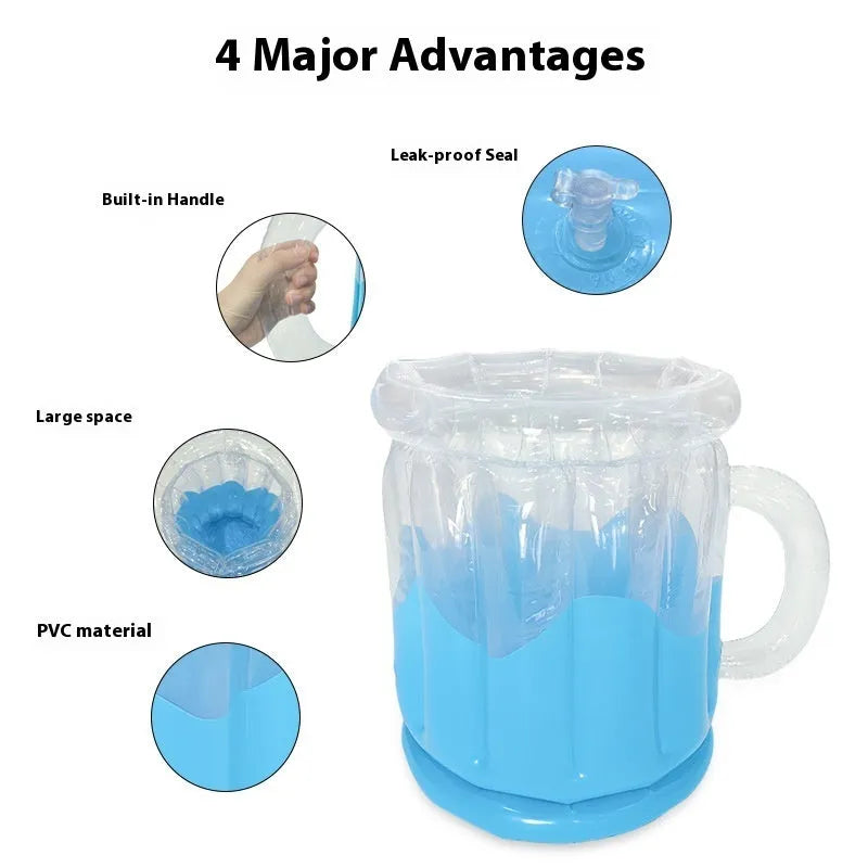 Yellow inflatable PVC ice bucket with beer steins design for parties and outdoor events