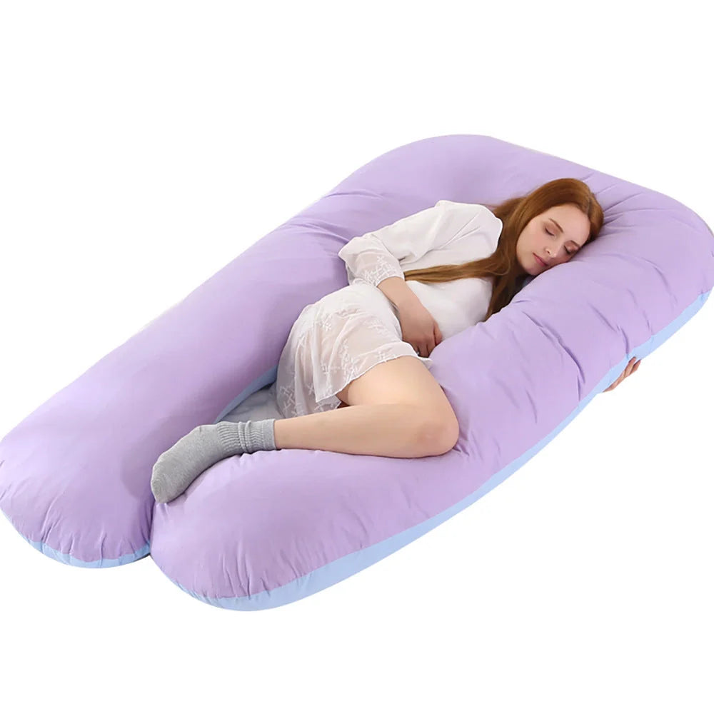 U-shape pregnancy pillow with removable pure cotton cover for support and comfort