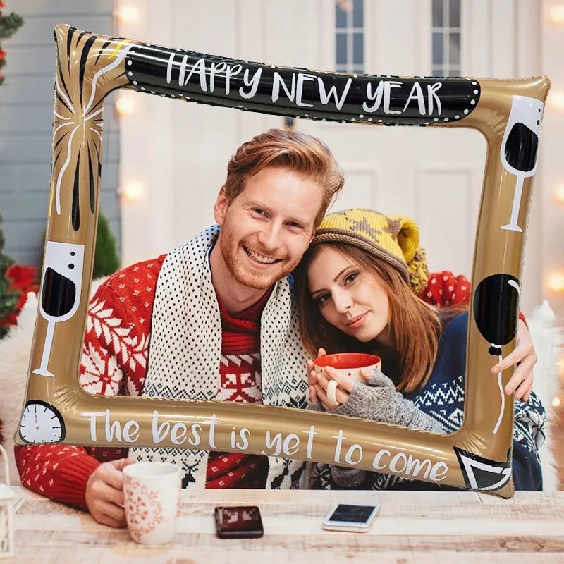 Red Christmas inflatable photo frame PVC construction for party photography