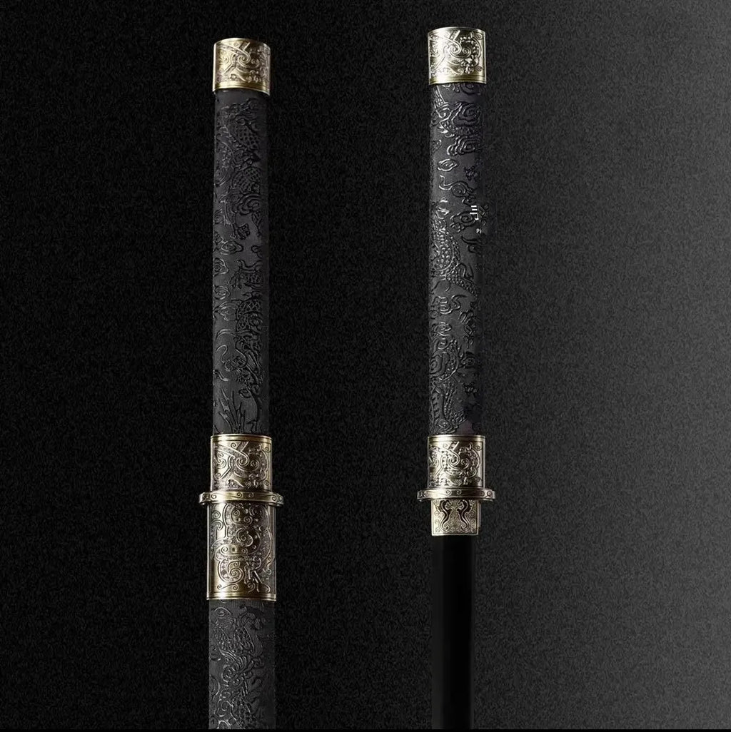 Taizong Tang Dynasty horizontal sword with 105cm 65 manganese steel blade in solid wood scabbard