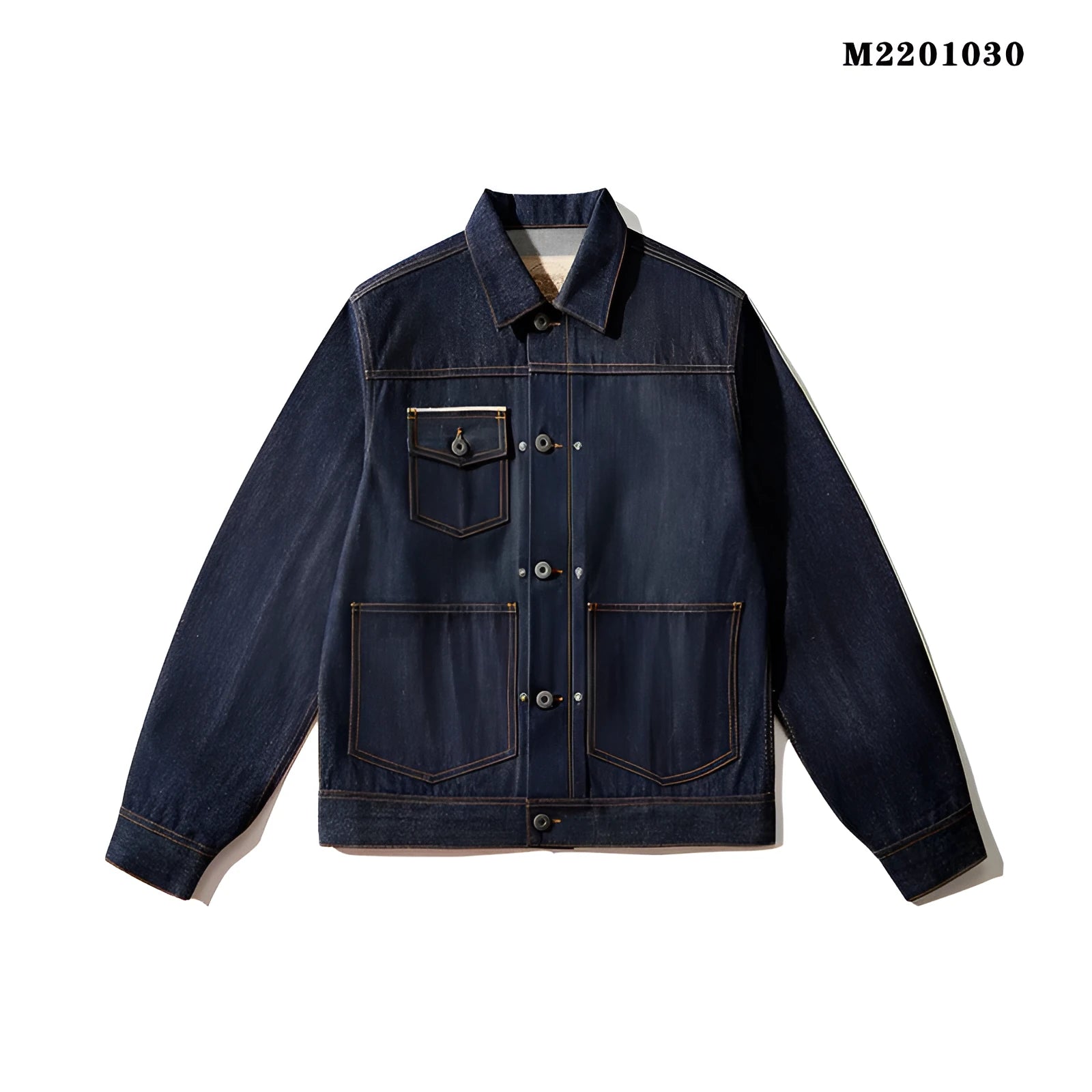 Men's raw pulp colour Japanese-style loose jacket with red edge cloth detailing