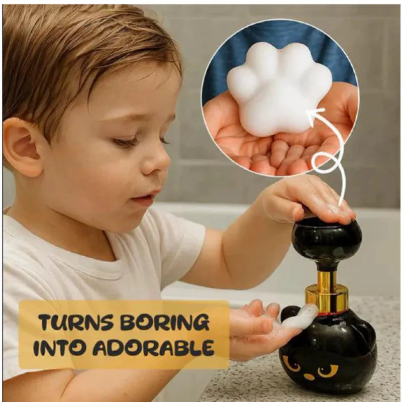 Black cartoon cat shaped plastic soap dispenser with foam extrusion mechanism