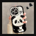 Plush Panda black drop-resistant phone case for Huawei and iPhone