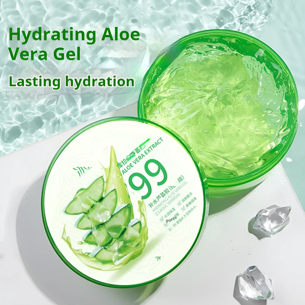 300g aloe vera gel container with clear emulsion-gel formula for skin application