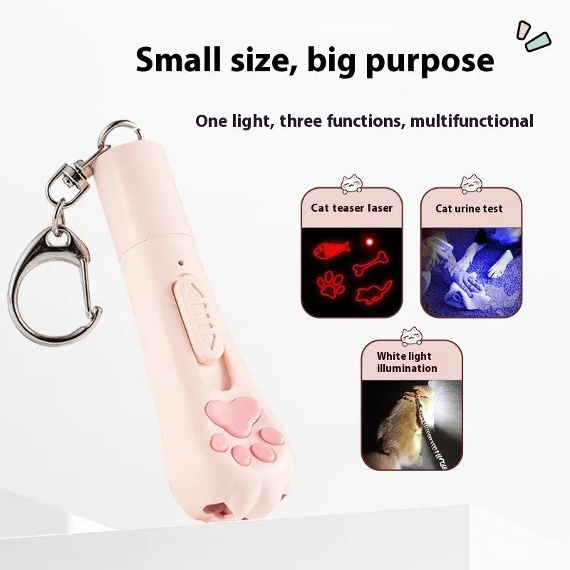 USB charging cat pen light toy in pink, cream, or sky blue colour for interactive play with cats