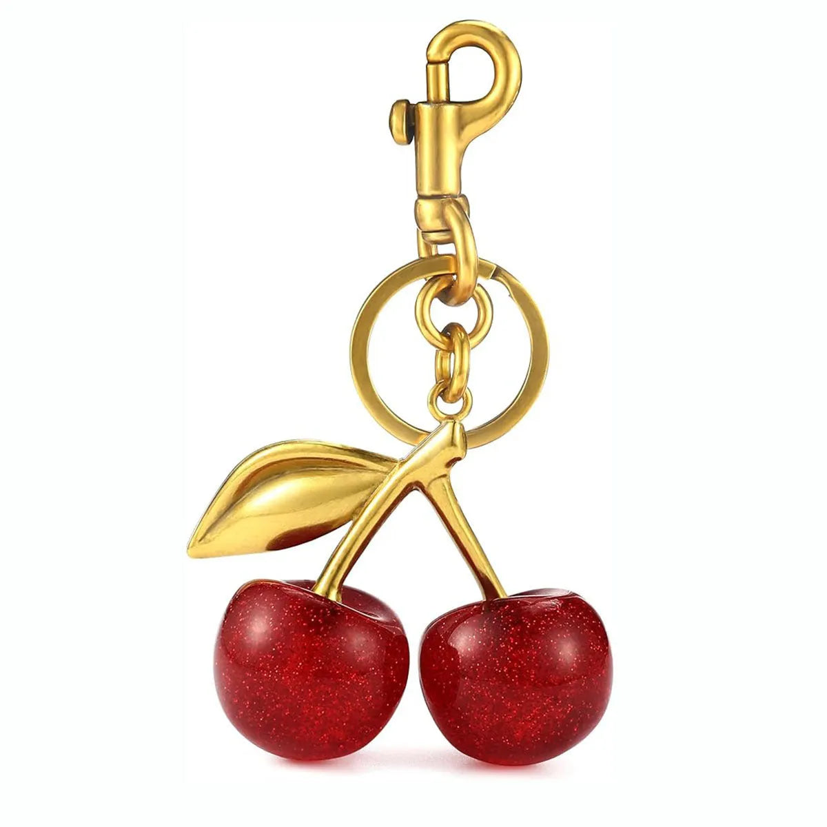 Red three-dimensional zinc alloy pendant for a keyring or women's bag.